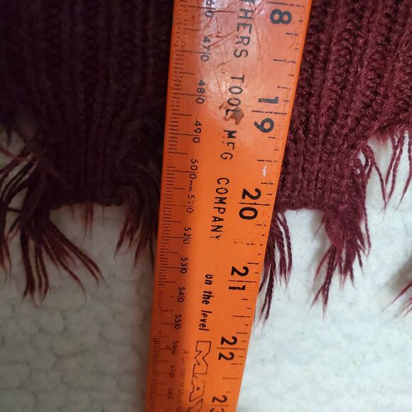 Cute Slouchy Fringed Green Camel White and Maroon Long Sleeved Sweater Size 3X - Picture 12 of 15